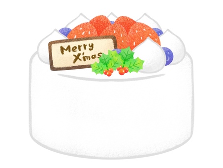 クリスマスケーキ／生クリーム クリスマスケーキ,ケーキ,クリスマス,スイーツ,デザート,洋菓子,お菓子,食べ物,冬,12月のイラスト素材