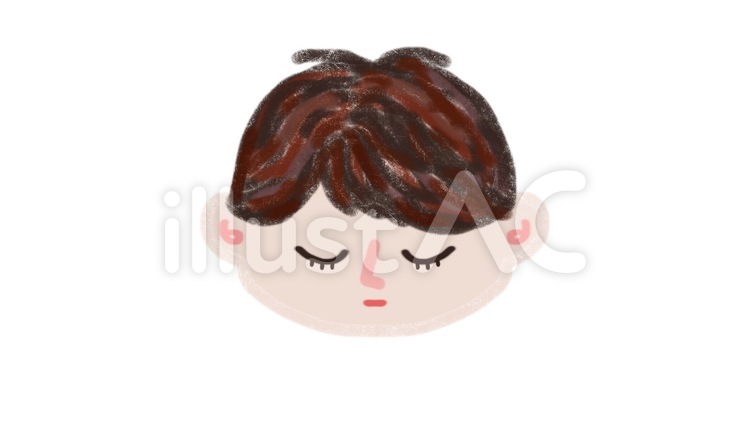 目を閉じた顔　 顔,考え中,人間のイラスト素材