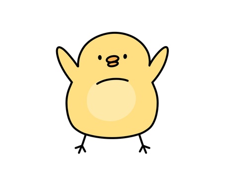 バンザイするひよこのイラスト ひよこ,バンザイ,鳥,どうぶつ,キャラクター,かわいい,ゆるい,シンプル,春,黄色のイラスト素材