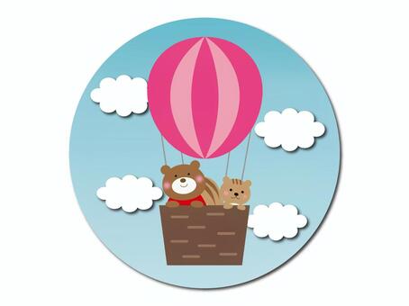 Illustration, balloon, bear, squirrel, 