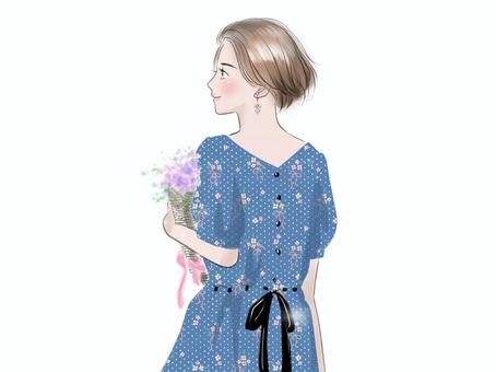 Illustration, female, bouquet, refreshing, 