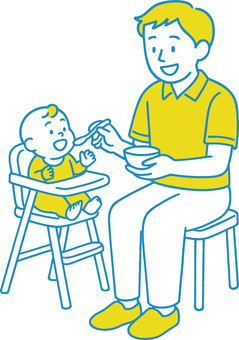 赤ちゃんのごはんタイム 赤ちゃんのごはんタイム 離乳食,食事,赤ちゃん,乳児,幼児,育児,家庭,親子,パパ,保育のイラスト素材