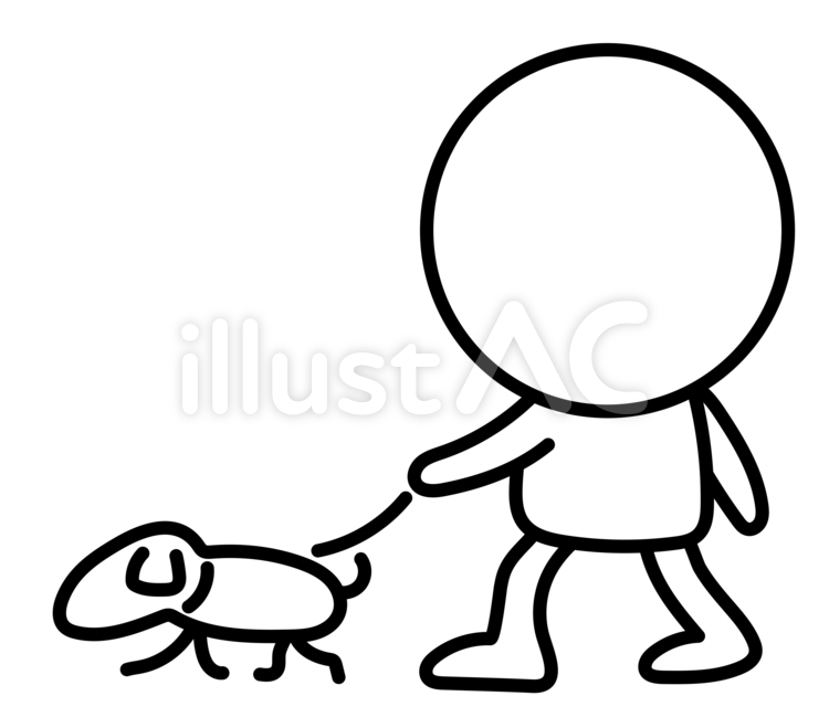 二頭身の白い人が犬の散歩をしてるイラスト 散歩,犬,歩くのイラスト素材