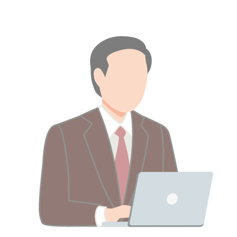 パソコン作業中のスーツの男性 人,1人,働く,仕事,スーツ,会社員,従業員,ビジネスマン,サラリーマン,パソコンのイラスト素材