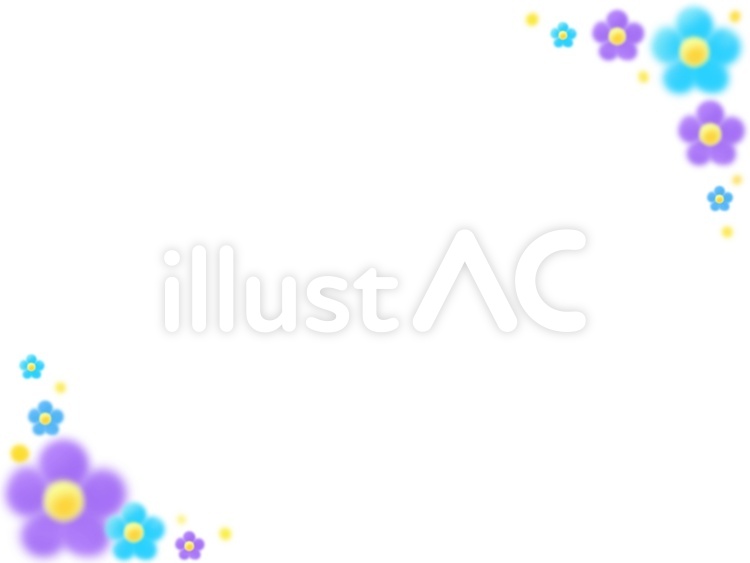 花フレーム(青、紫) simple,てがみ,カワイイのイラスト素材