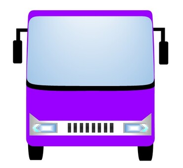 バス106 バス,観光バス,大型バス,正面,ユニーク,オリジナル,イラスト,車,乗り物,紫のイラスト素材