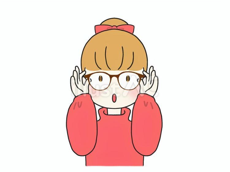 メガネをかけた女の子 メガネ,両手,女の子のイラスト素材