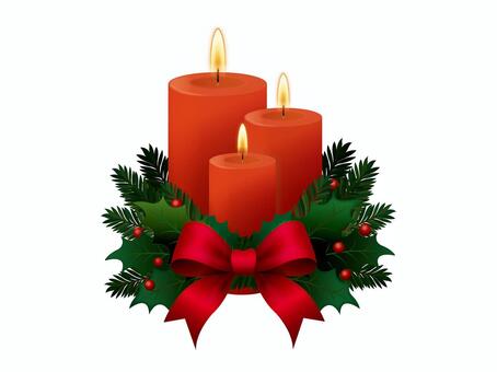 クリスマスキャンドル3本とリース飾り3 クリスマス,xmas,キャンドル,蝋燭,燈,リボン,リース,柊,飾り,装飾のイラスト素材