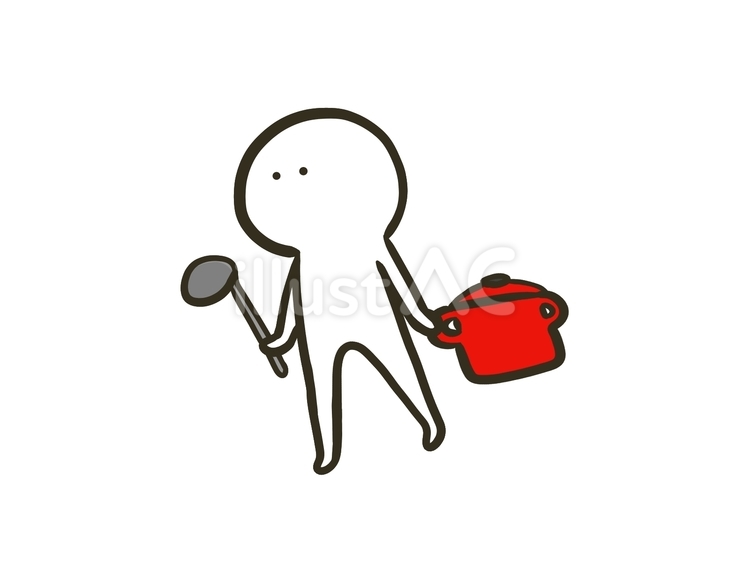 ご飯の支度をする棒人間のイラスト3 棒人間,ポーズ,全身のイラスト素材