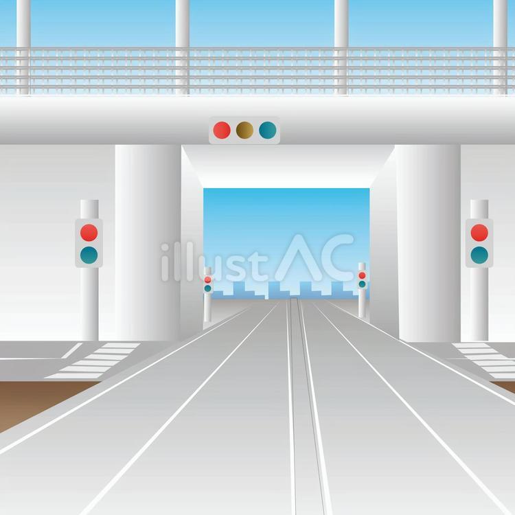 バイパス道路工事風風景（車なし） バイパス,風景,工事のイラスト素材