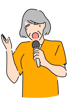 マイクを持って歌うおばあさん カラー マイクを持って歌うおばあさん カラー マイク,カラオケ,おばあさん,歌,リハビリ,高齢者,女性,カラーのイラスト素材