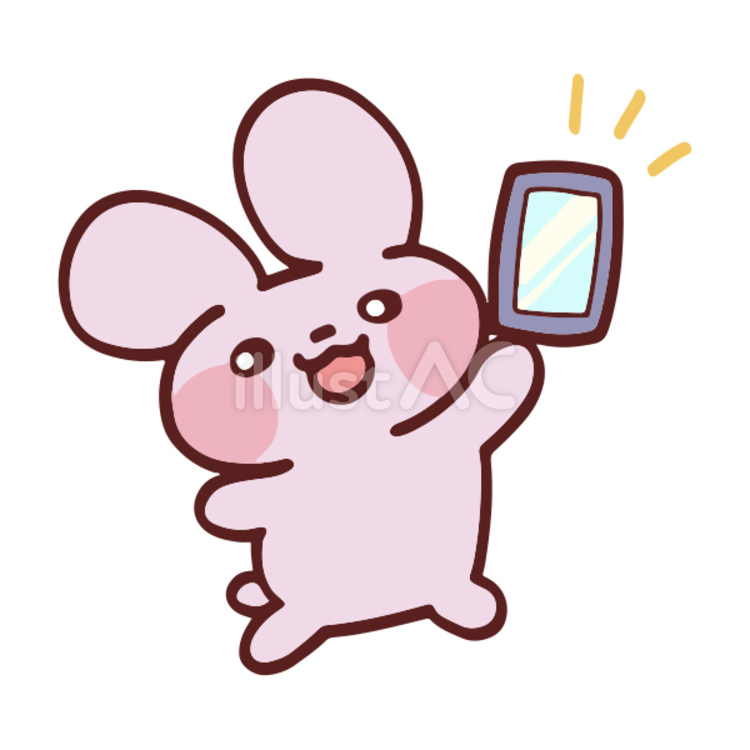 スマホを持つうさちゃん スマホ,スマートフォン,うさぎのイラスト素材