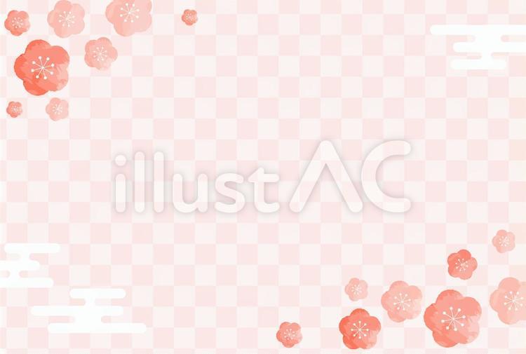 梅の花　和風　枠　水彩　背景 梅,梅の花,ピンクのイラスト素材