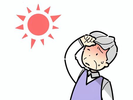 太陽によろけるおじいさん 太陽によろけるおじいさん 上半身,おじいさん,暑い,老人,高齢者,祖父,シニア,年寄り,白髪,高齢のイラスト素材