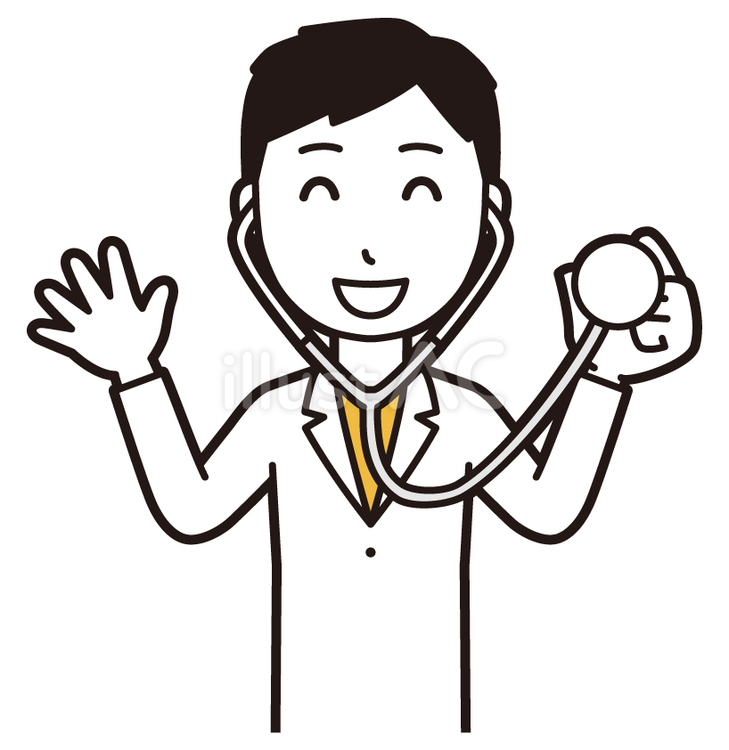  男性医師白衣(黄)-277-バスト 診察,医者,医師のイラスト素材