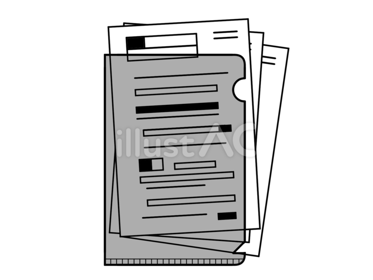 クリアファイルと資料 文房具,紙,書類のイラスト素材