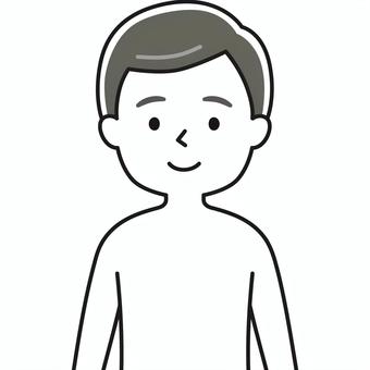 身体検査 上半身 裸_顔白-影 GHM 男性,笑顔,微笑む,からだ,はだか,肉体,身体,保健体育,性教育,人体のイラスト素材