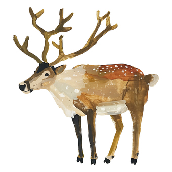 厚塗りトナカイのイラスト トナカイ,動物,油絵風のイラスト素材