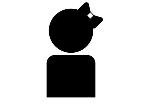 人型1＿アイコン 人型,人間,女,女性,人物,アイコン,リボン,可愛い,シンプル,モノクロのイラスト素材