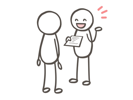 棒人間　署名お願いします 棒人間,人,書類,提出,出す,渡す,紙,レポート,報告書,課題のイラスト素材