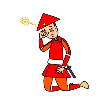 朦朧とする戦国時代の足軽 足軽,侍,武士,鎧武者,戦士,兵士,日本,和風,歴史,日本史のイラスト素材