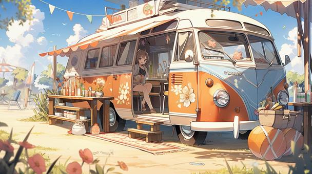 Illustration, summer, fes, kitchen car, 