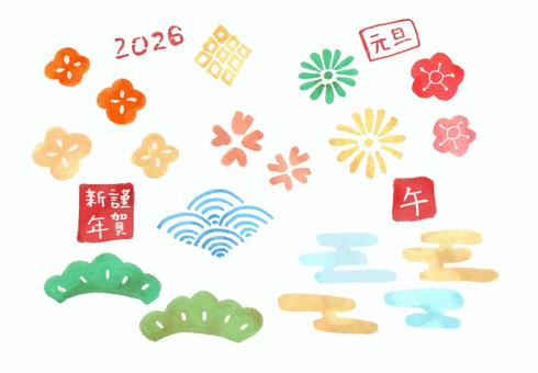 年賀状　素材　ハンコ風 年賀状,元旦,年末年始,冬,年末,ハンコ,スタンプ,文字スタンプ,謹賀新年,新年のイラスト素材