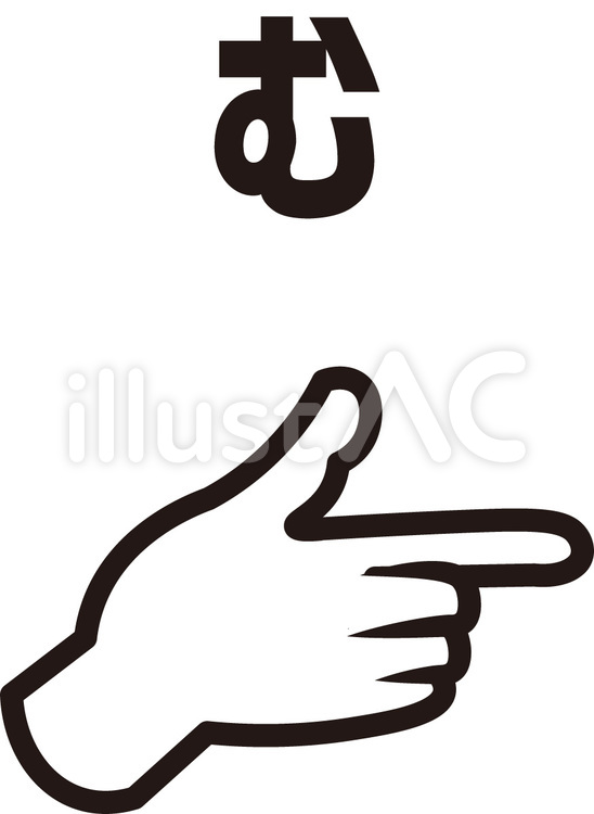 指文字（手話）む 指文字,手話,手のイラスト素材