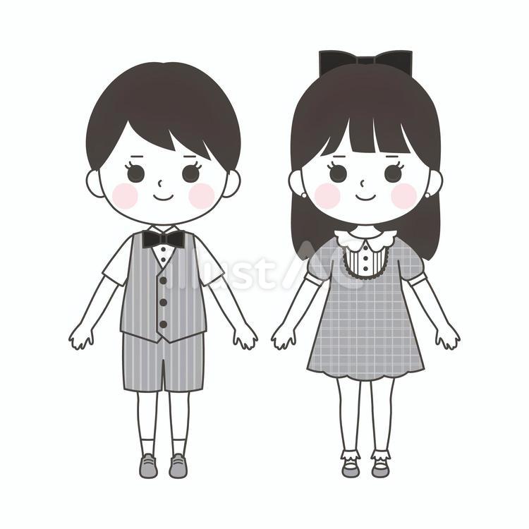 お呼ばれコーデの子供たち ファッション,お呼ばれ,結婚式のイラスト素材