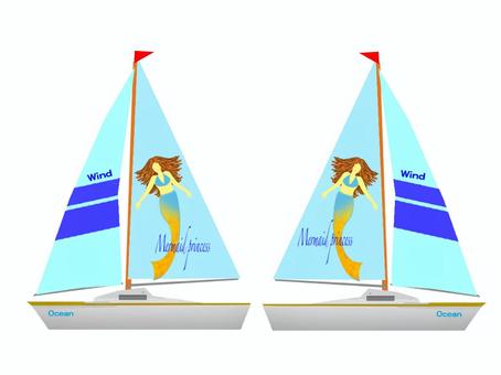 ヨット、人魚姫の帆。 ヨット,船,人魚姫,帆,乗り物,海のイラスト素材