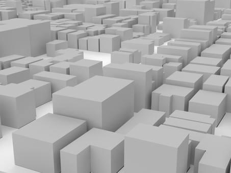 街2_立体 ３d,パース,ビル,建物,都会,都市,街,高層,道路,都のイラスト素材