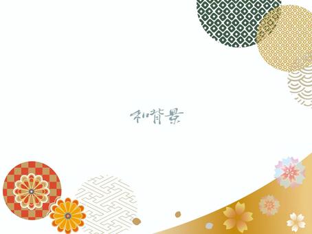 可愛い文様柄と桜の和風背景 可愛い文様柄と桜の和風背景 和,和柄,桜,背景,鹿の子,青海波,工字繋ぎ,文様,金,正月のイラスト素材