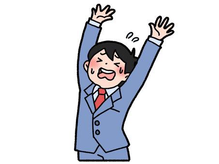 お手上げ会社員 お手上げ,ピンチ,男性,降参,汗,多忙,過労のイラスト素材