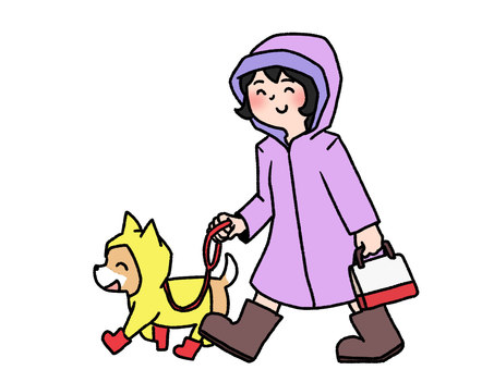 walk on a rainy day, a pet, walk, dog, JPG and PNG