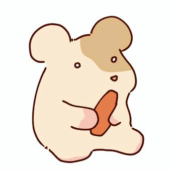 にんじんを持つハムスター にんじん,ハムスター,ネズミ,動物,生き物,ペット,かわいい,哺乳類,根菜のイラスト素材