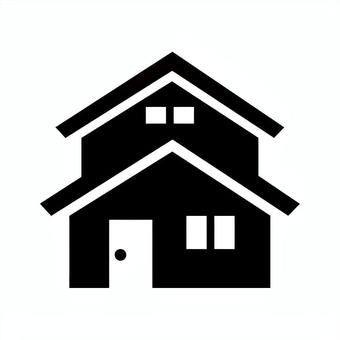 二階建ての家のシルエット素材 家,シルエット,オープンハウス,戸建て,一軒家,二階建て,家庭,注文住宅,住宅,シンプルのイラスト素材
