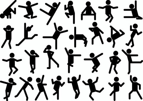 色々なダンスのピクトグラムセット ダンス,踊り,ダンサー,ピクトグラム,セット,ステップ,パフォーマンス,舞踏,ブレークダンス,アクションのイラスト素材