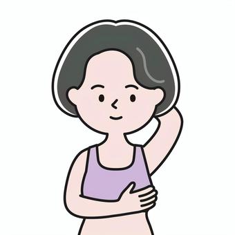 胸確認 上半身 下着_影 GBW 女性,ミセス,ブラトップ,スポーツブラ,スポブラ,乳がん検診,乳癌,セルフチェック,自己検診,ピンクリボンのイラスト素材