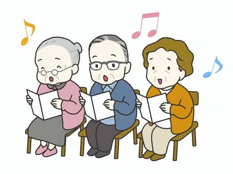 デイサービスで歌うシニア デイサービスで歌うシニア シニア,歌,合唱,デイサービス,レクリエーション,歌う,座る,おじいさん,おじいちゃん,おばあちゃんのイラスト素材
