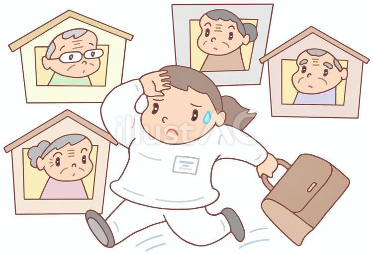訪問看護・戸別訪問 訪問看護,戸別訪問,訪問介護のイラスト素材