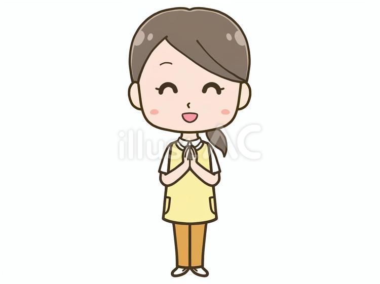 嬉しいエプロン姿の女性２　全身 エプロン,女性,嬉しいのイラスト素材