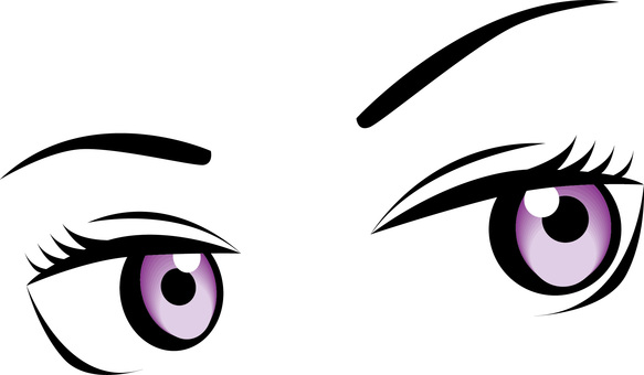 瞳見る　 瞳,見る,視線,斜め,目,女性,まつ毛,顔,パーツ,アニメのイラスト素材