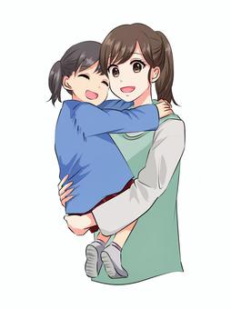 保育士と園児 女性,幼稚園,保育園,保育士,抱っこ,愛着のイラスト素材