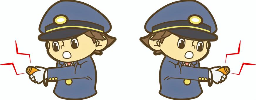 電子ホイッスルを握る鉄道員 駅員,車掌,運転士,運転手,鉄道員,乗務員,鉄道,新幹線,路面電車,地下鉄のイラスト素材