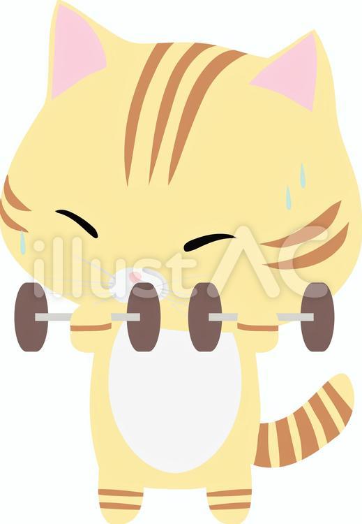 ダンベル_ちゃとら ダンベル,猫,ちゃとらのイラスト素材