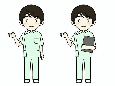 ケーシー白衣の男性 緑② ケーシー白衣の男性 緑② 男性,人物,医療従事者のイラスト素材