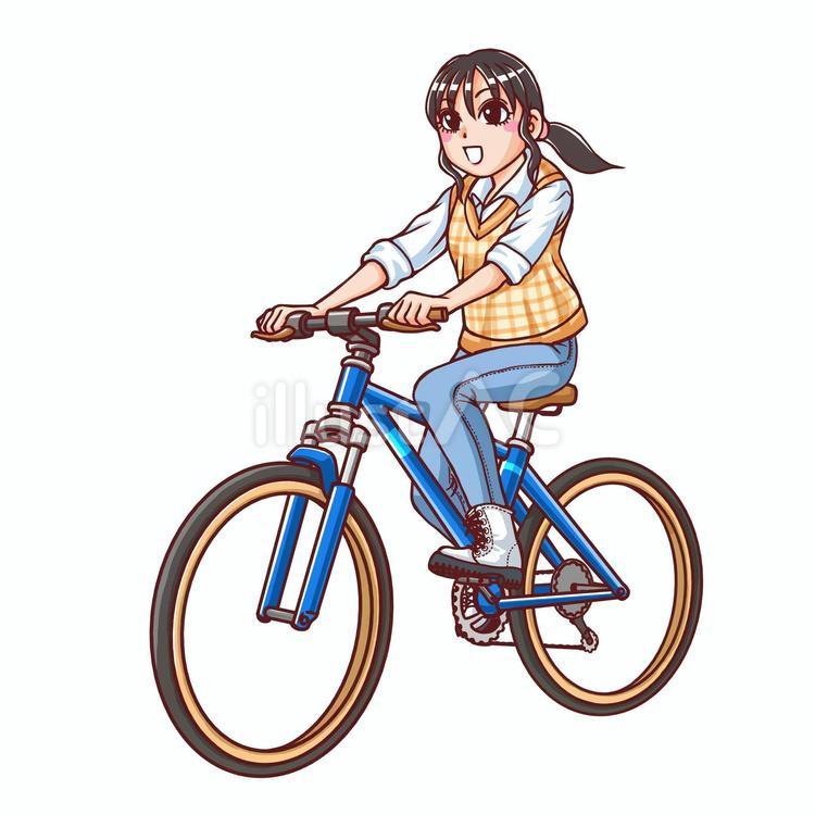 自転車に乗る女の子 自転車,人物,全身のイラスト素材
