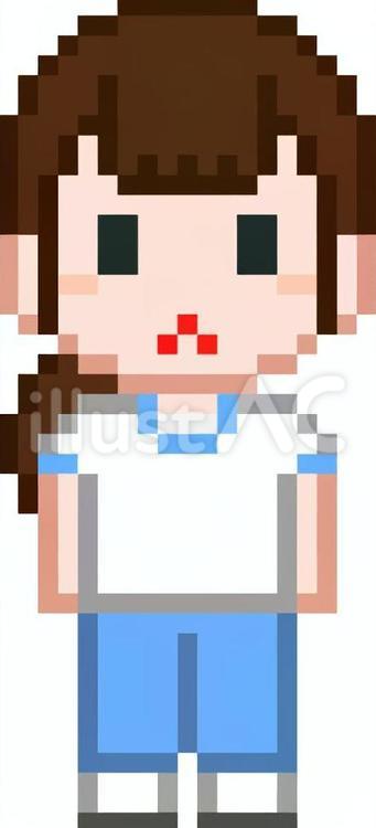 ドット絵の水色の体操服の女性です。 ドット絵,体操服,女性のイラスト素材