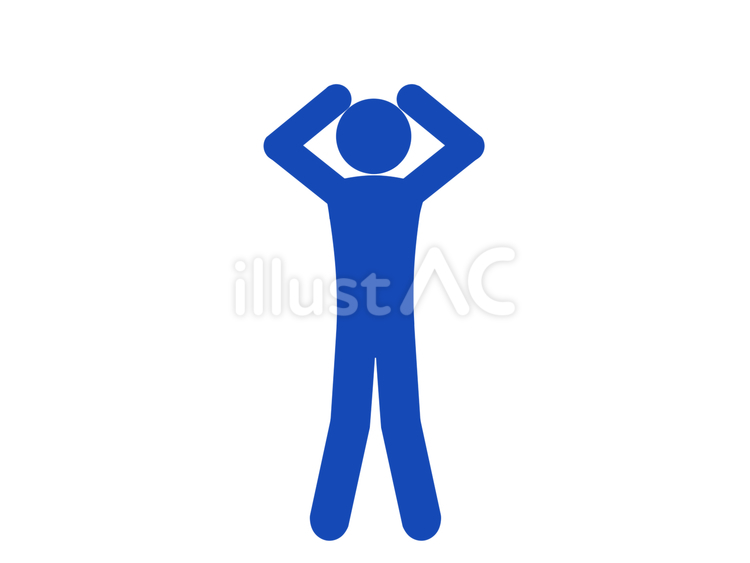 両手で頭を抱える人のピクトグラム（青） 両手,頭,抱えるのイラスト素材
