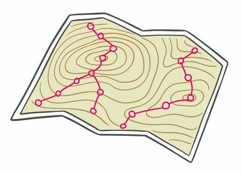 登山地図 登山,地図,地形,図,ルート,ハイキング,トレッキング,ナビゲーション,道案内,山岳のイラスト素材